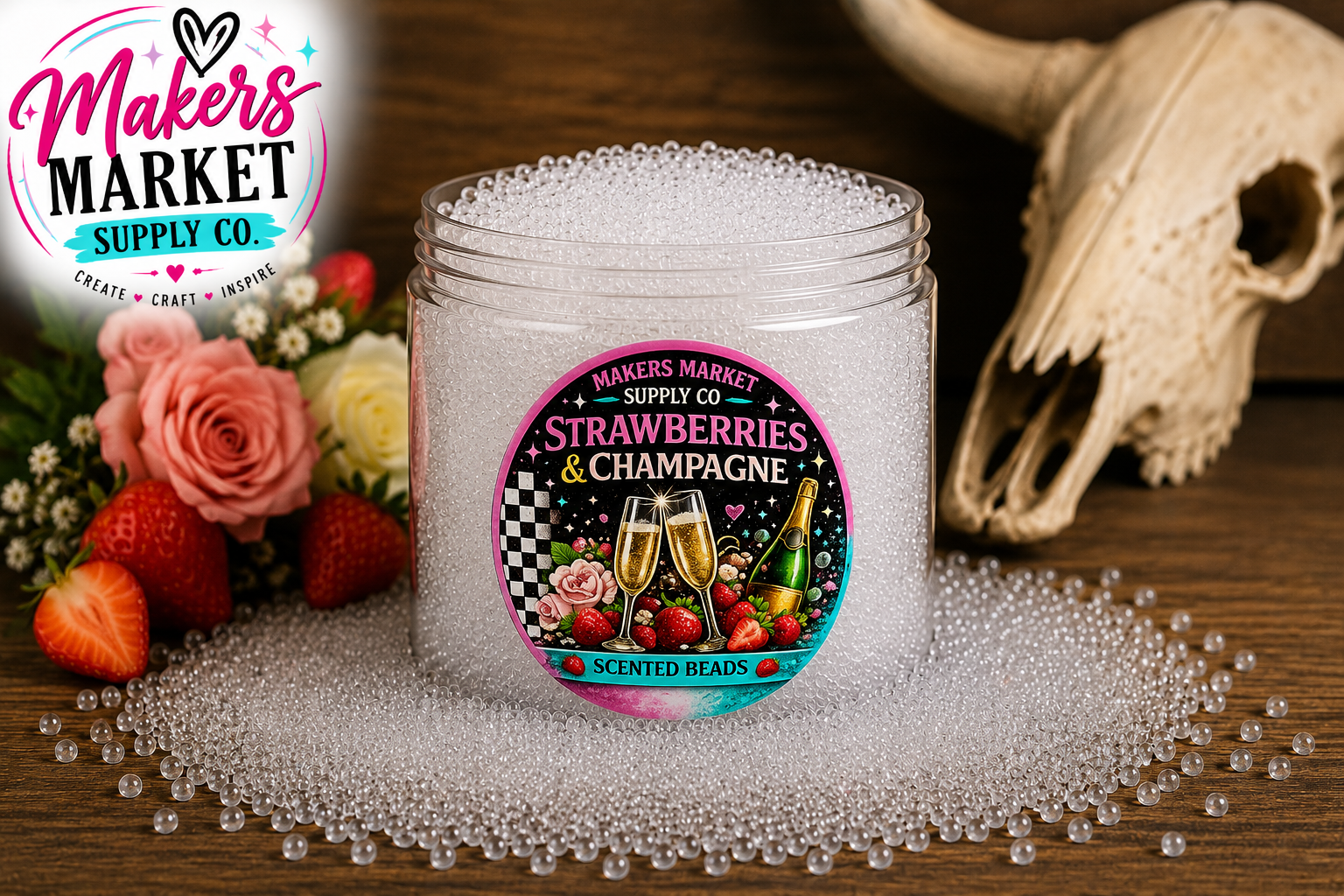 Strawberries & Champagne  Scented Freshie Beads 8 oz