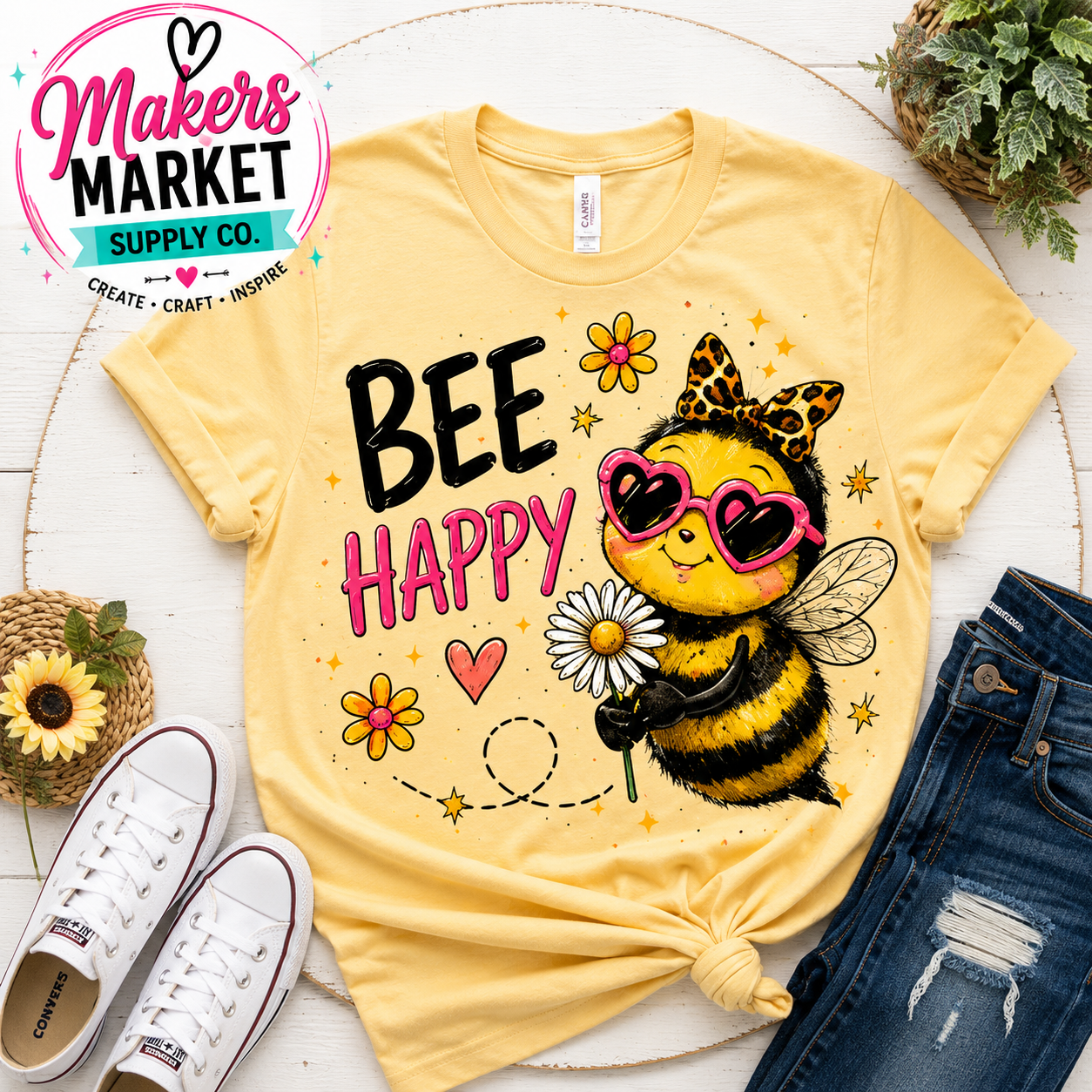 BEE HAPPY  DTF TRANSFER