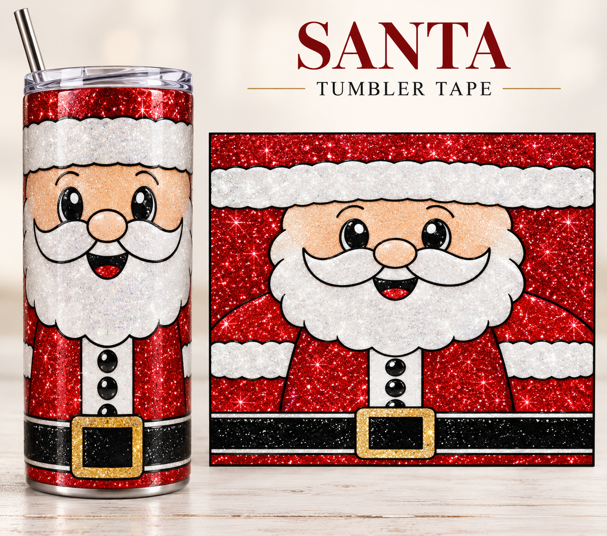 SANTA Tumbler Tape Template