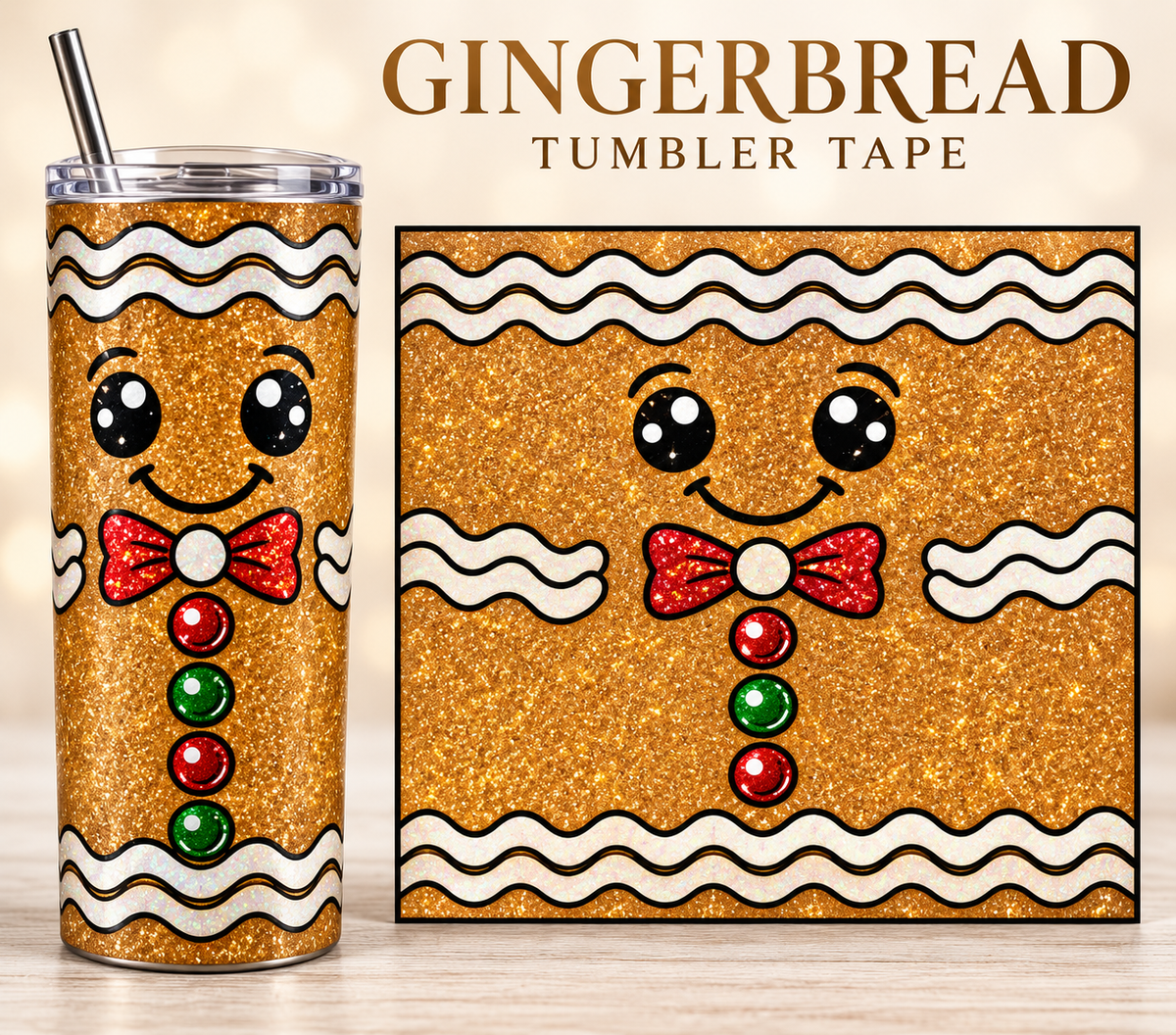 GINGERBREAD MAN Tumbler Tape Template