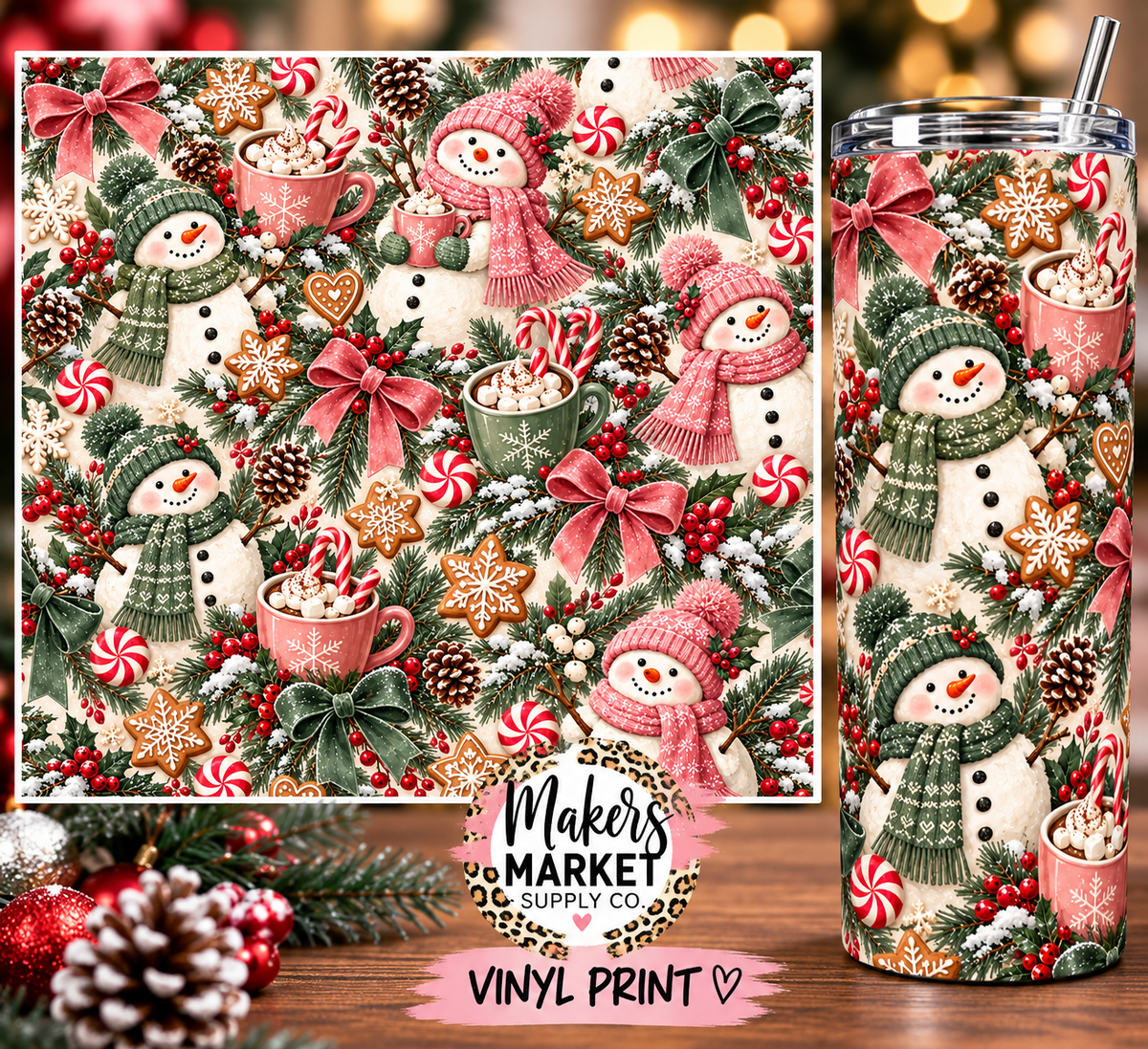 SNOWMAN WITH NOWS AND TREES  VINYL
