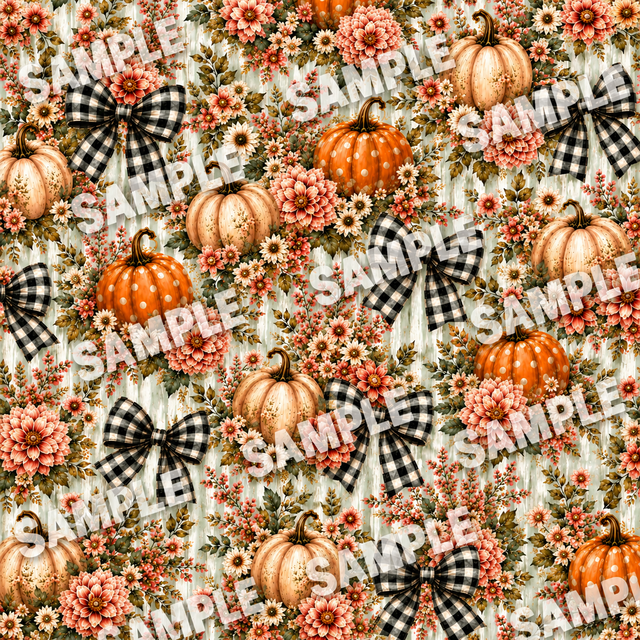 plaid bow with pumpkins Vinyl