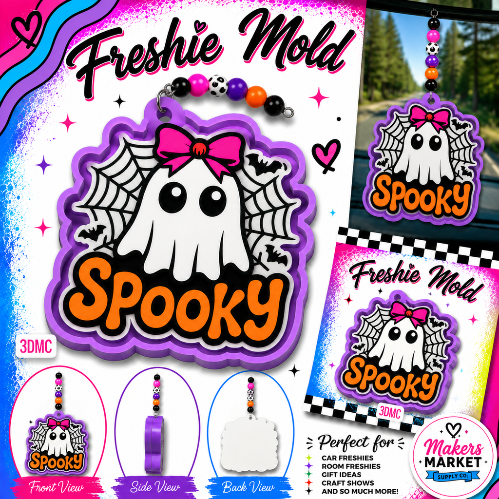 SPOOKY GHOST WITH BOW FRESHIE MOLD