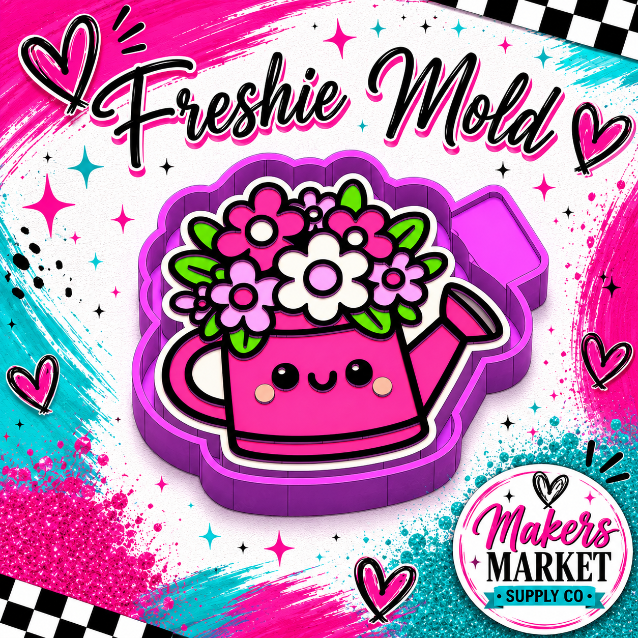 Watering Can with Flowers Freshie Mold