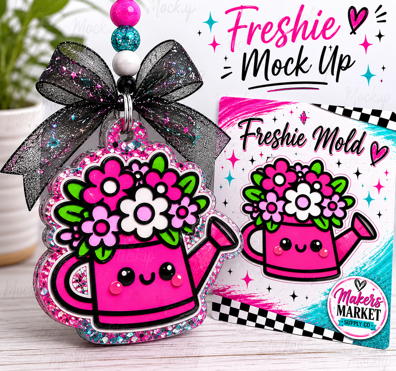 Watering Can with Flowers Freshie Mold