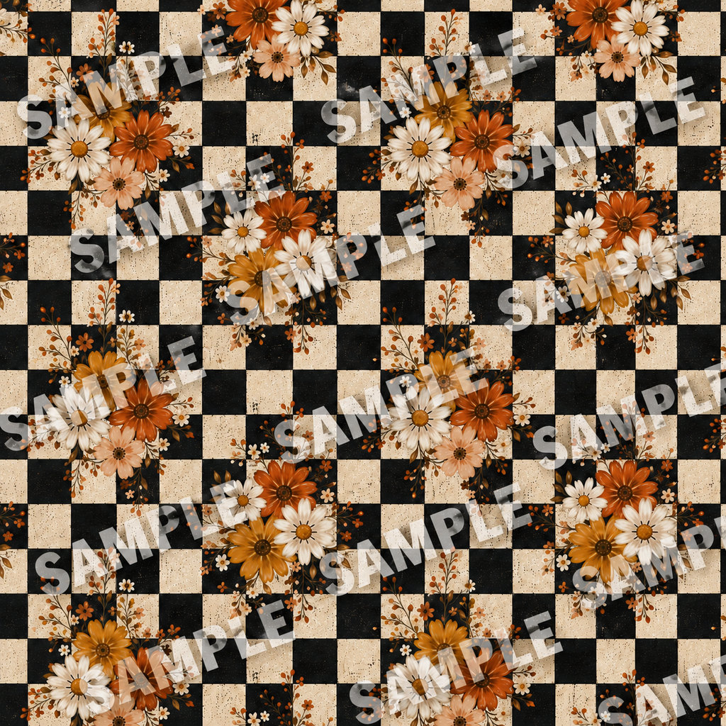 Checkered fall flowers  Vinyl