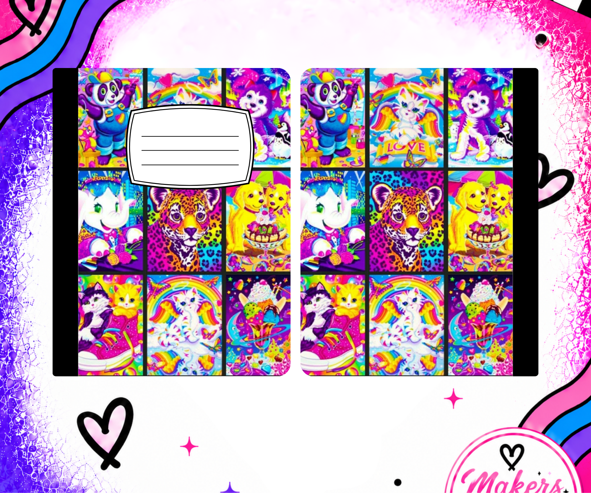 Neon animal squares notebook cover
