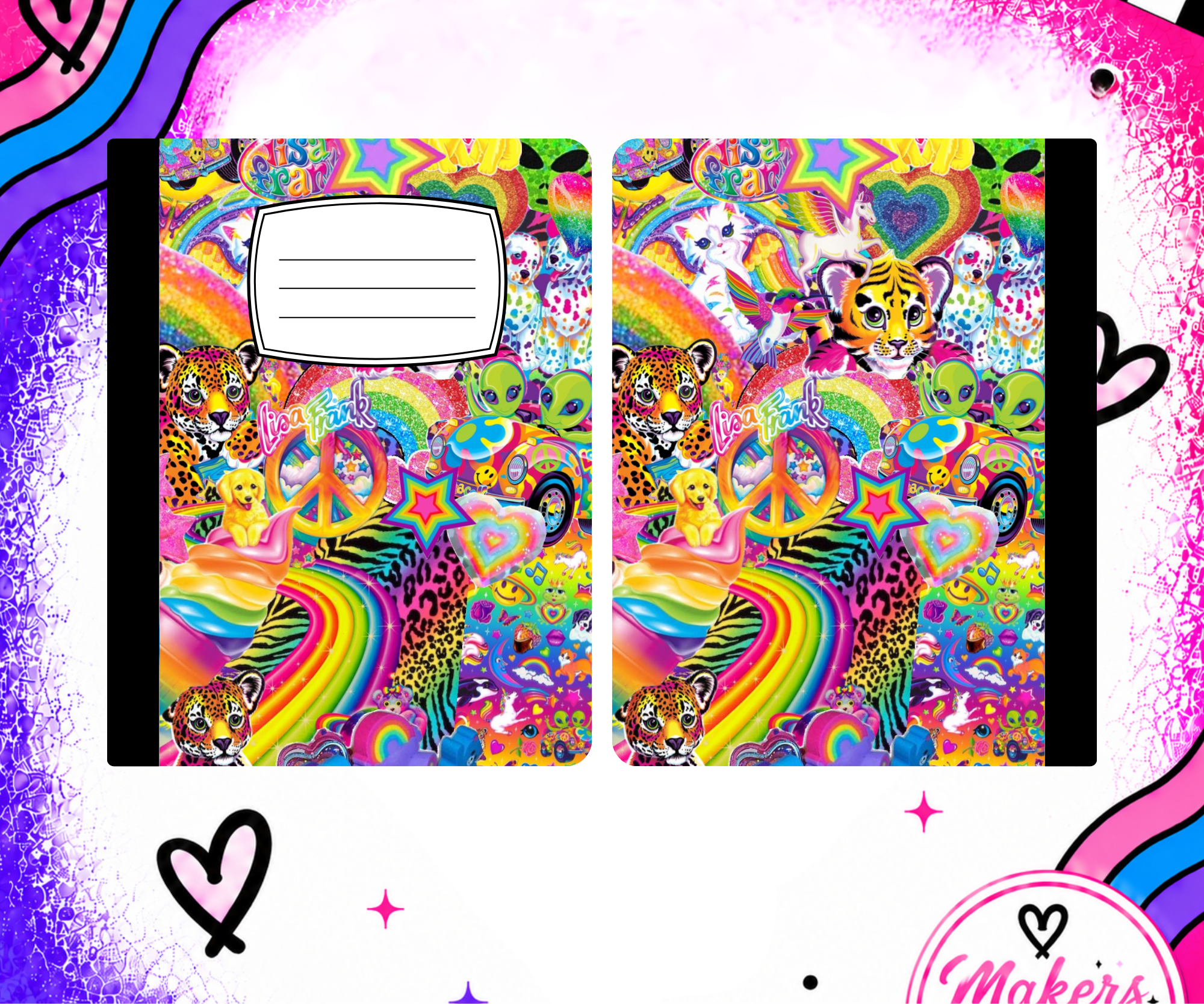 Neon animals party notebook cover