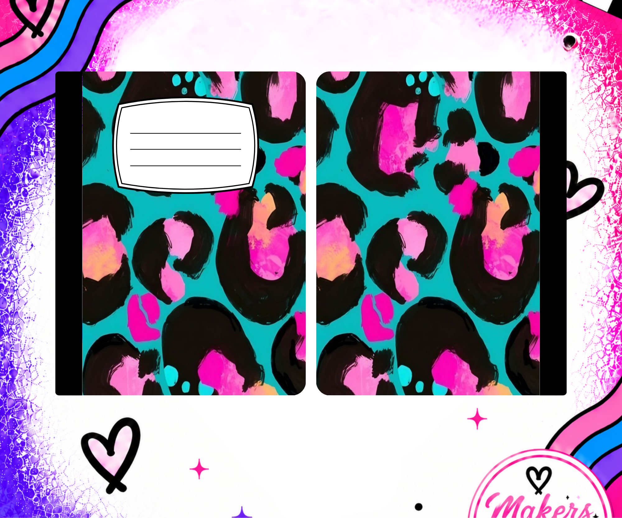 Teal leopard notebook cover