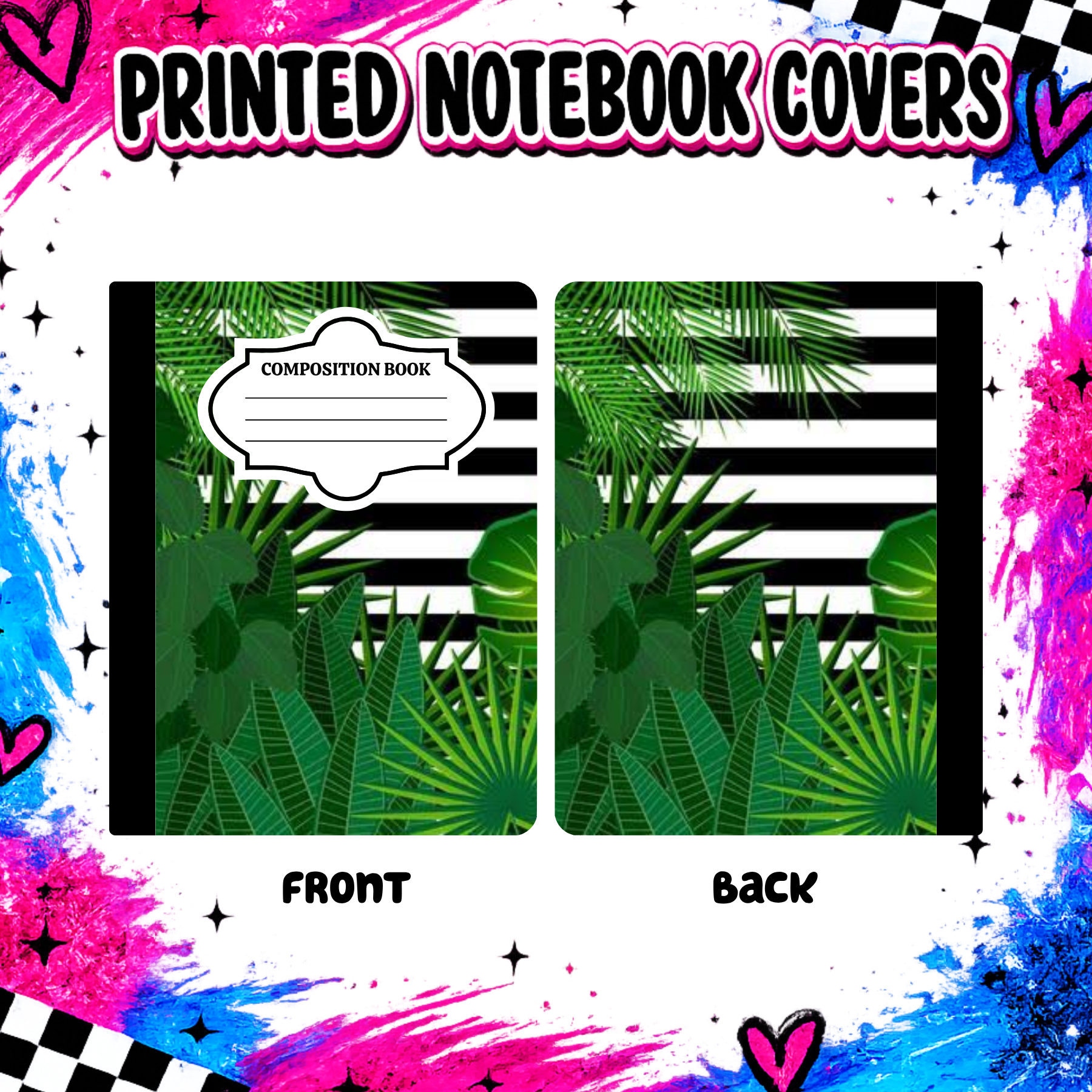 Black and white with plants notebook cover
