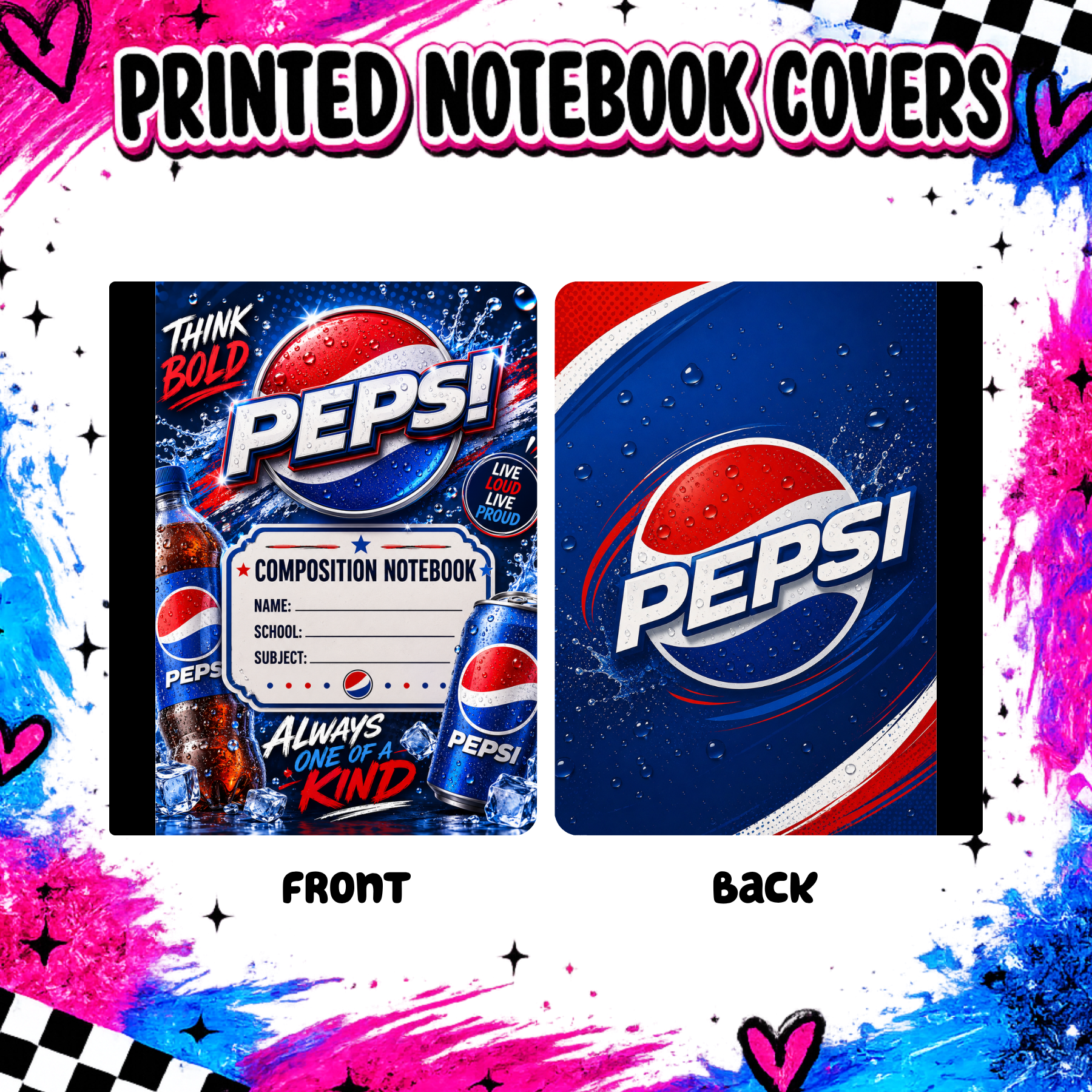Blue soda drinks notebook cover