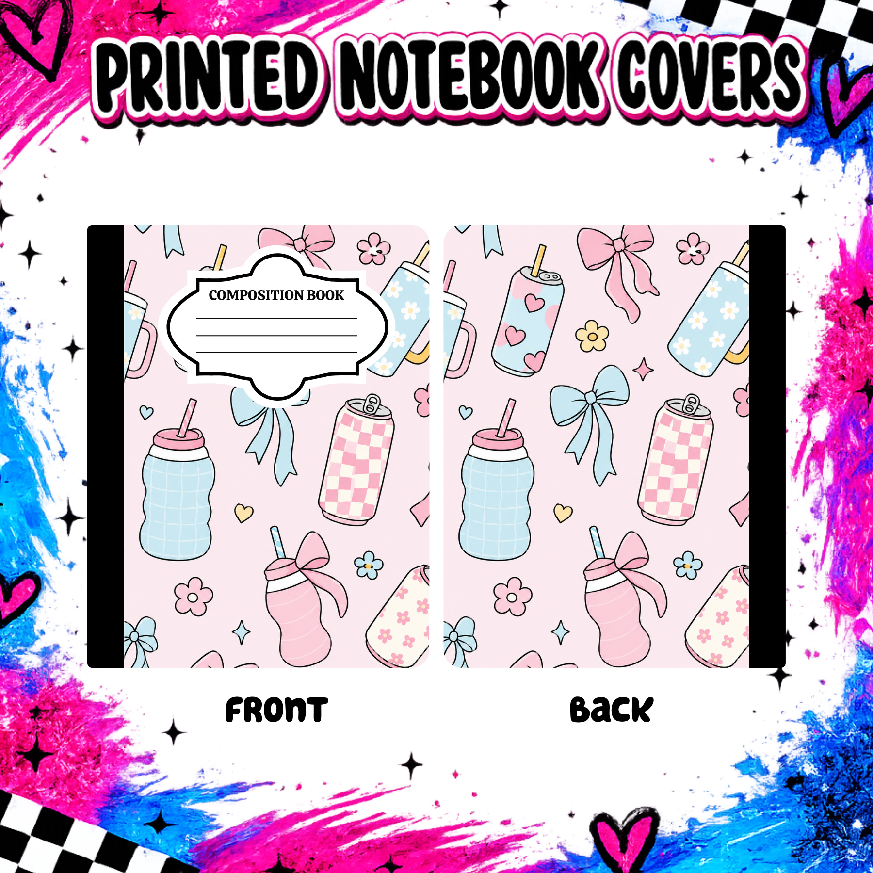 Pink with Drinks Notebook Cover