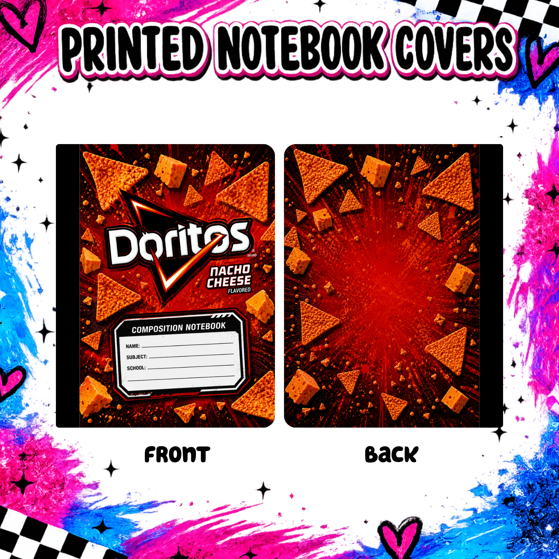 Red triangle chips notebook cover