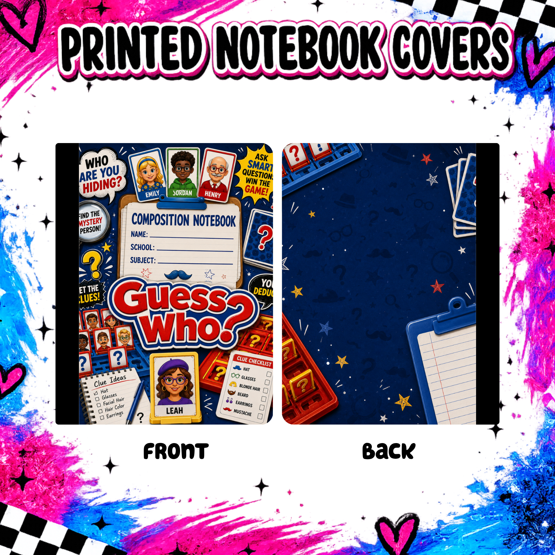 Guess who notebook cover