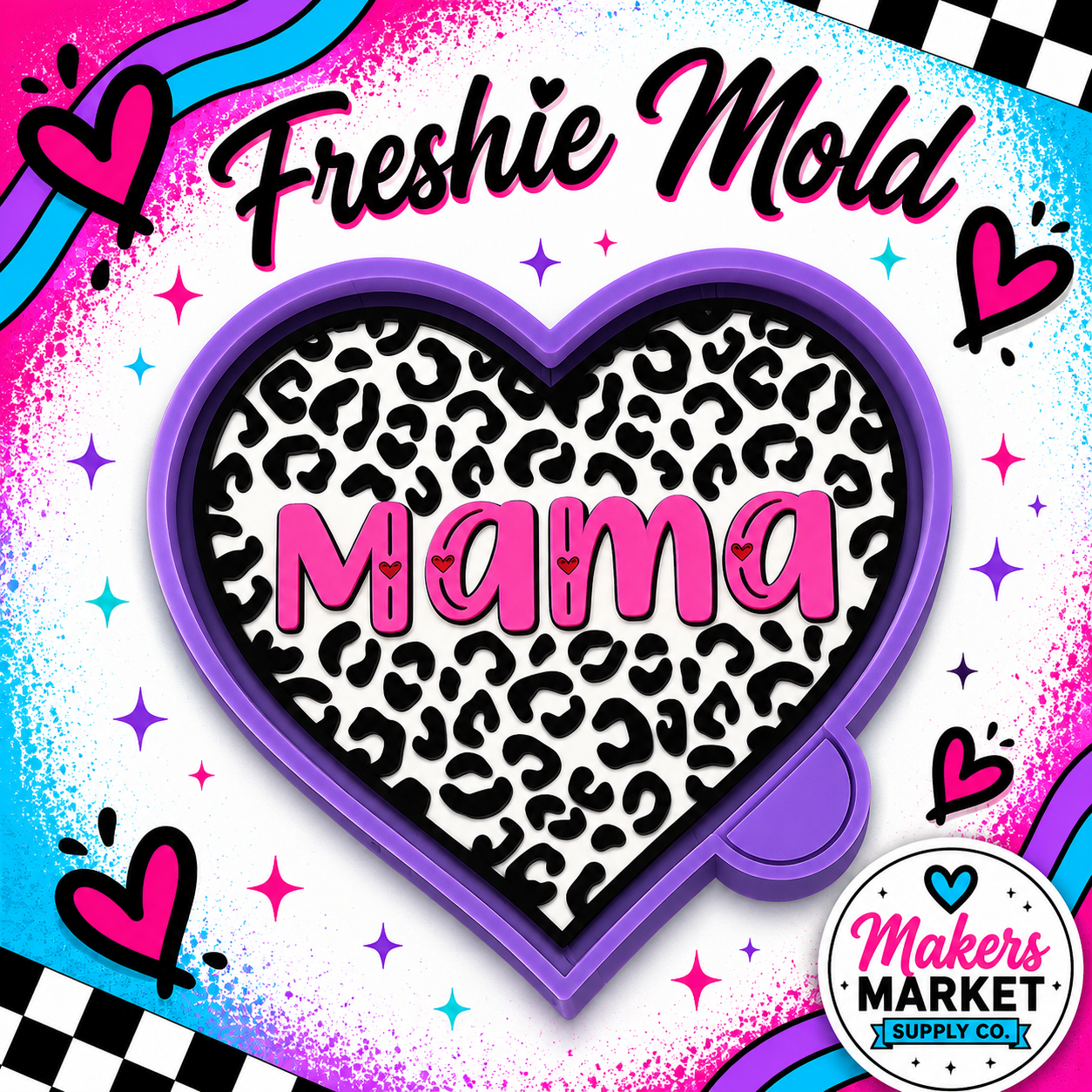 Mama heart leopard freshie mold