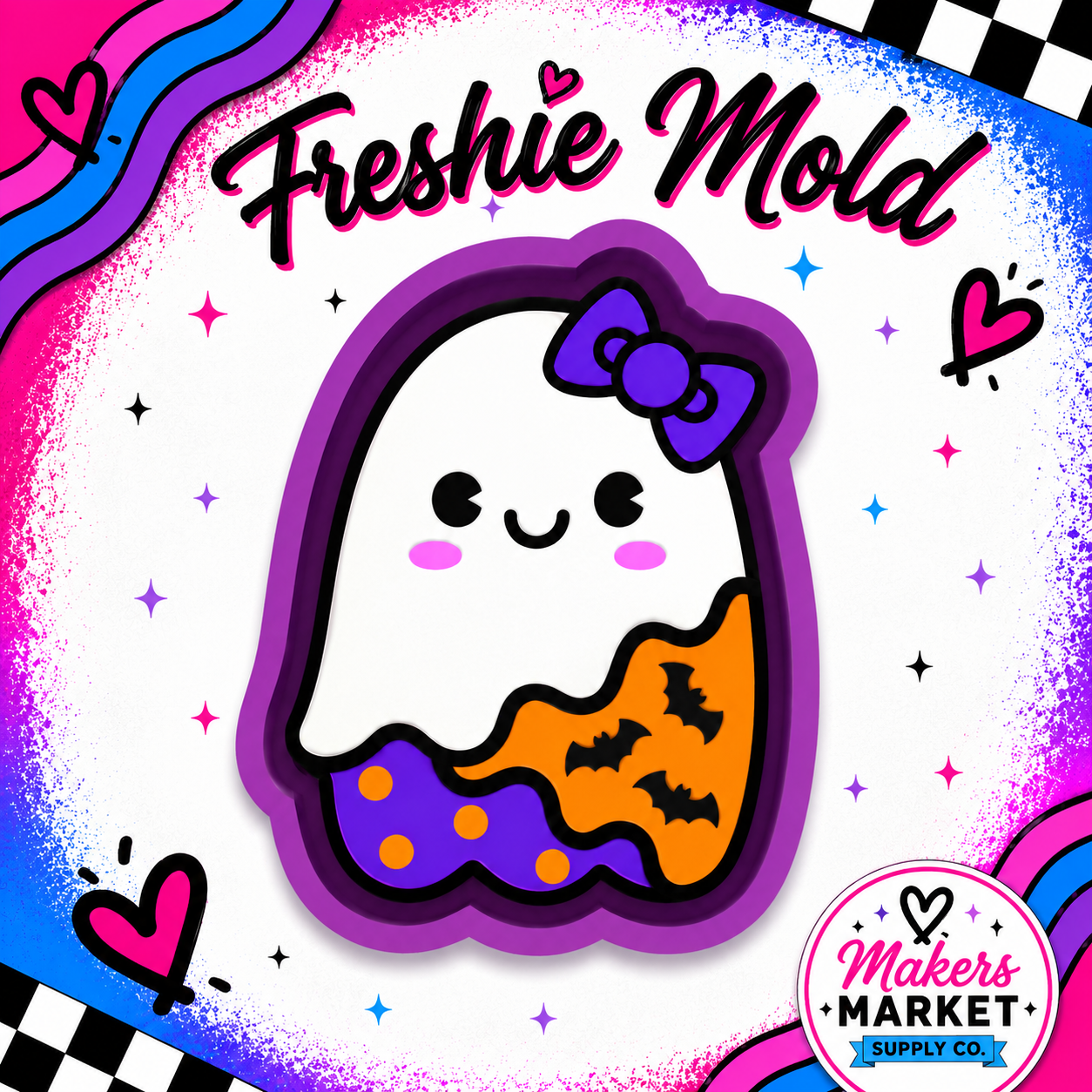 CUTE GHOST WITH SECTIONS FRESHIE MOLD