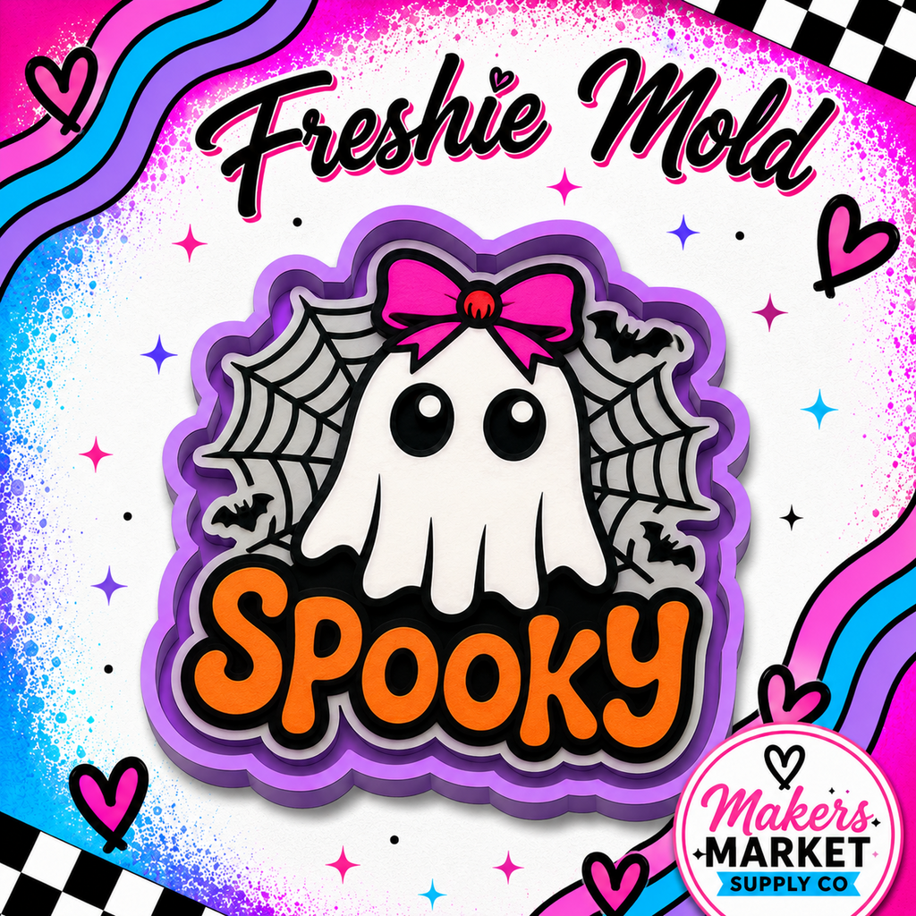 SPOOKY GHOST WITH BOW FRESHIE MOLD