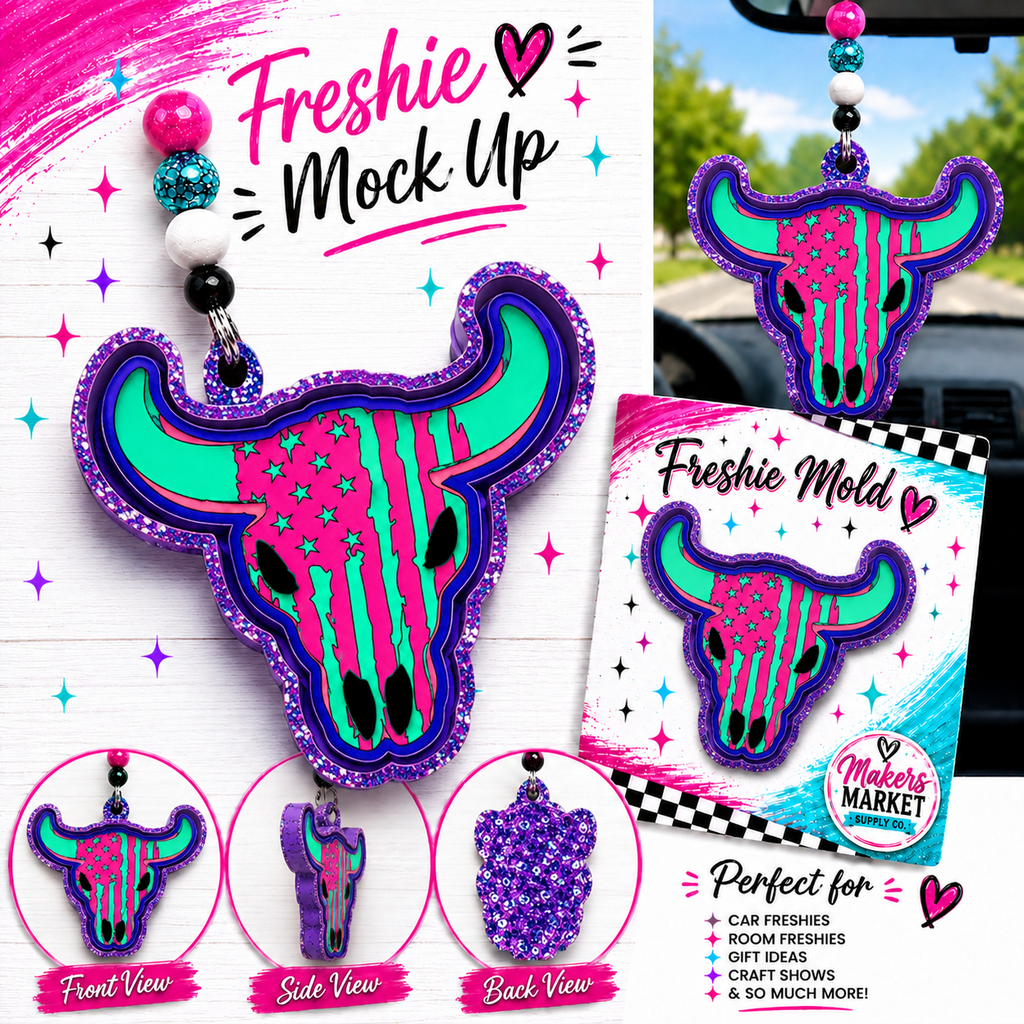 USA BULL SKULL  freshie mold
